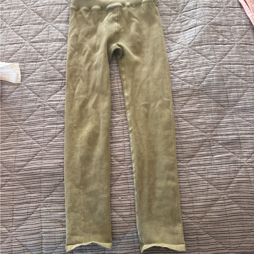 Khaki Ribbed Women's Leggings